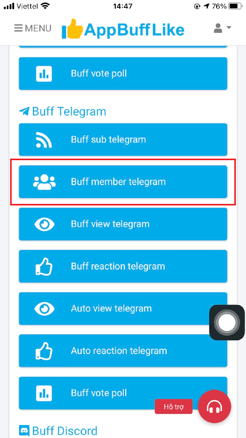 Dịch vụ Buff member telegram