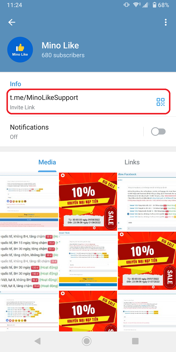 Lấy link kênh cần tăng sub