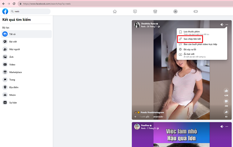 Cách lưu video trên reels facebook1