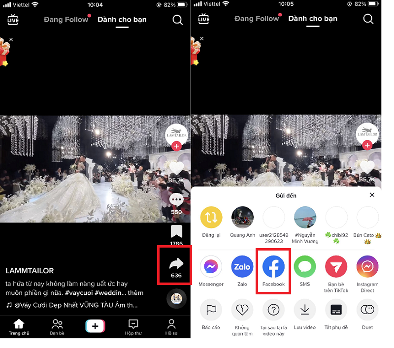 Chia sẻ video Tiktok lên story Fb trực tiếp